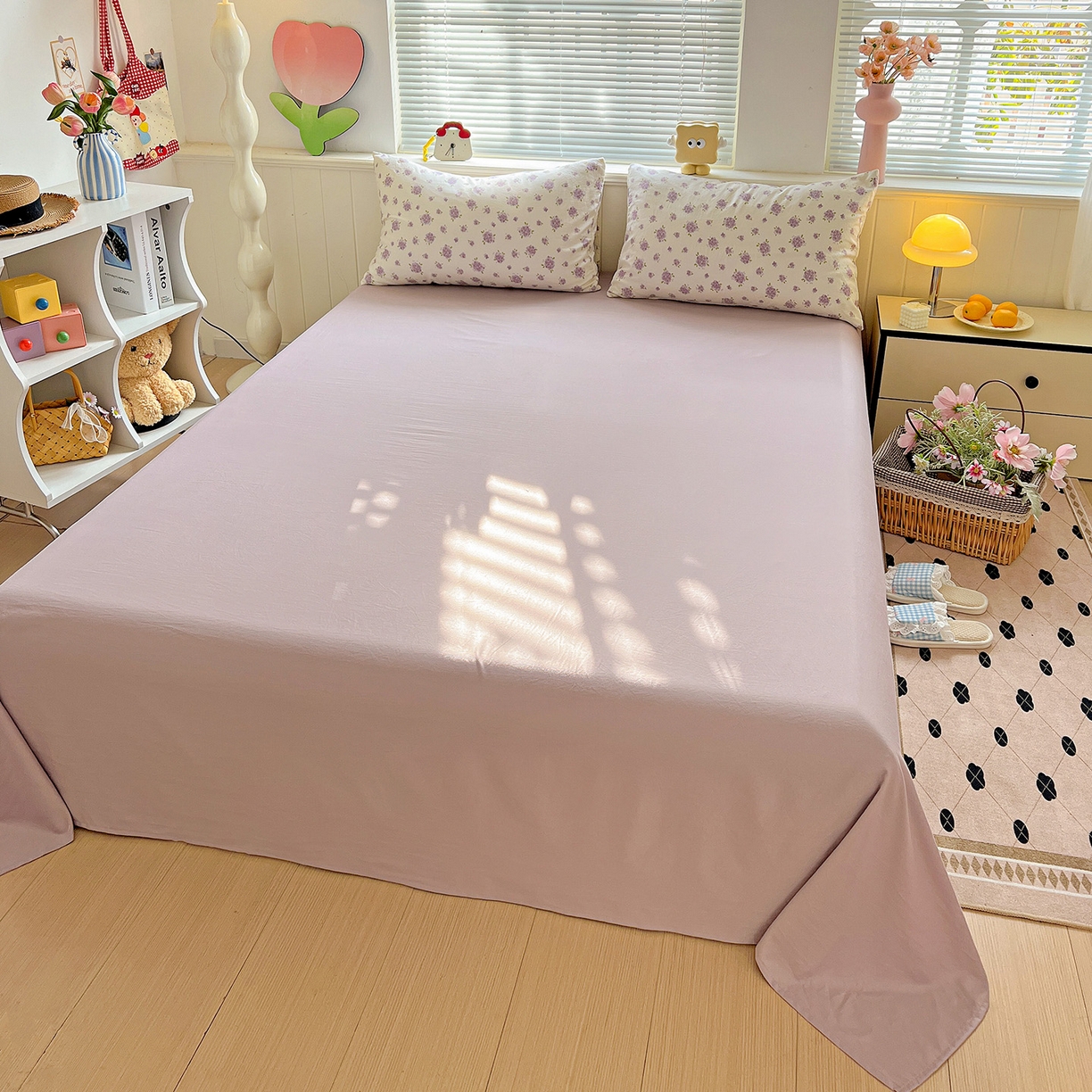 91家纺网 家纺一手货源 找家纺 （总）优选 2025新款加厚爆款小布袋韩国古法高克重水洗棉床单学生三件套床笠款四件套