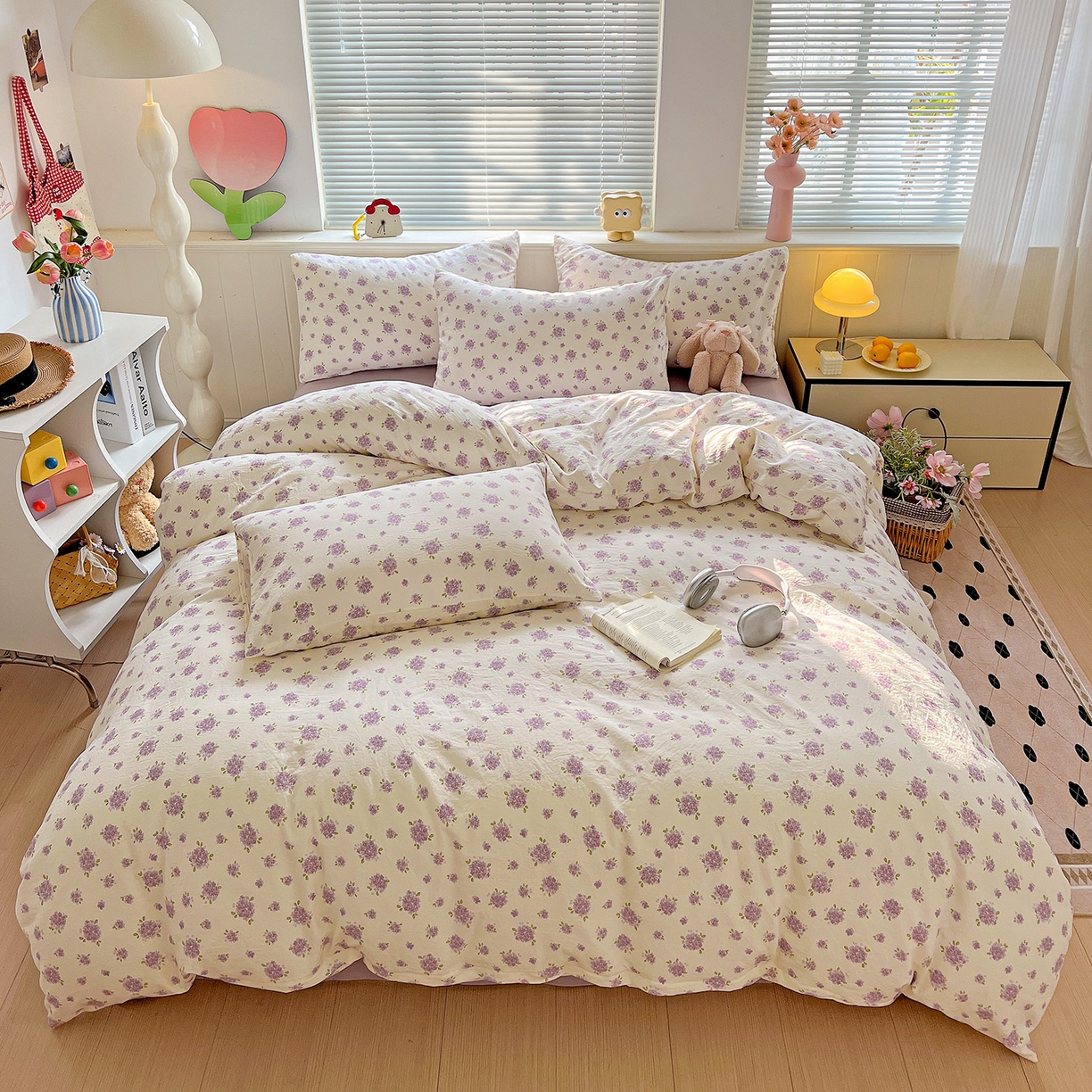 91家纺网 家纺一手货源 找家纺 （总）优选 2025新款加厚爆款小布袋韩国古法高克重水洗棉床单学生三件套床笠款四件套