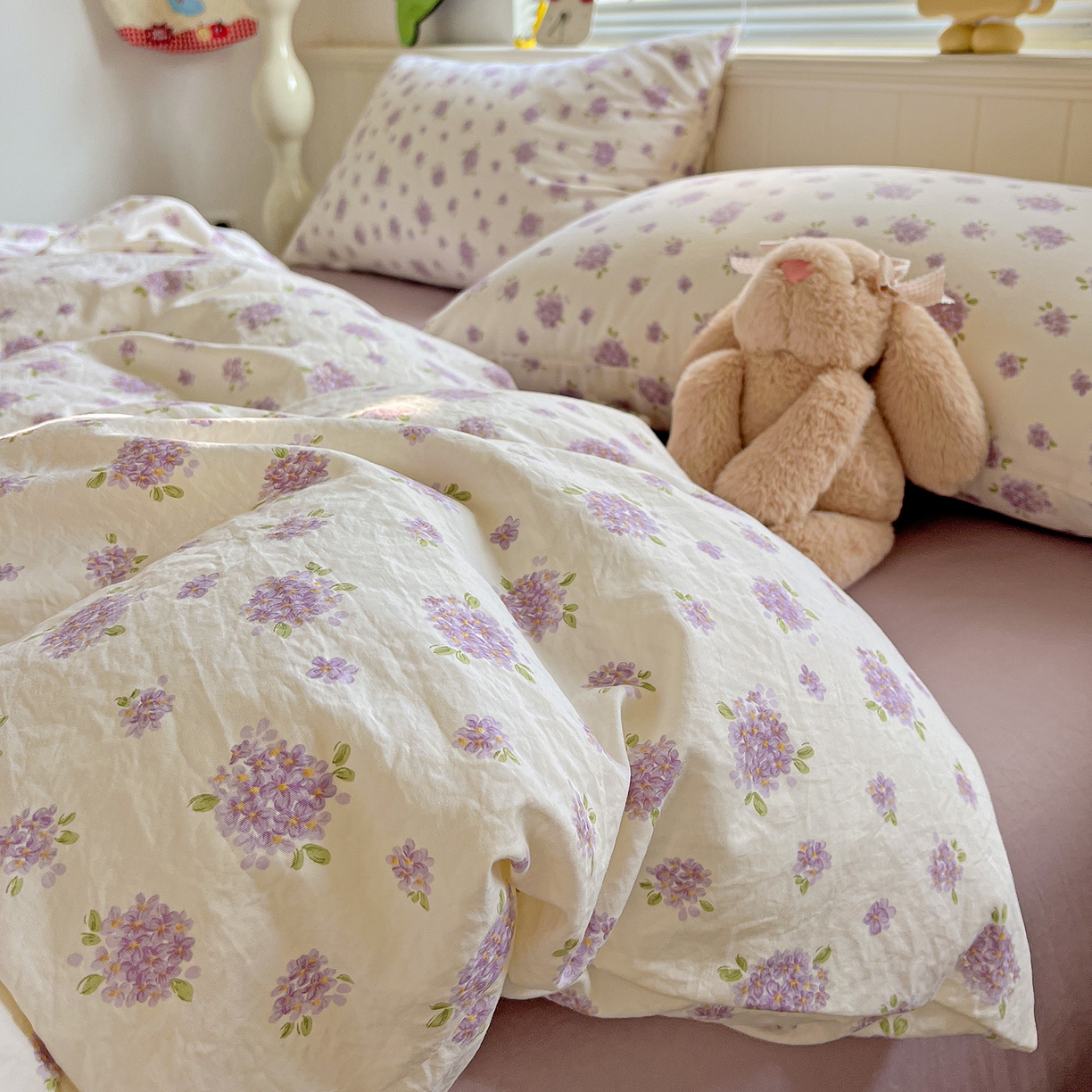 91家纺网 家纺一手货源 找家纺 （总）优选 2025新款加厚爆款小布袋韩国古法高克重水洗棉床单学生三件套床笠款四件套