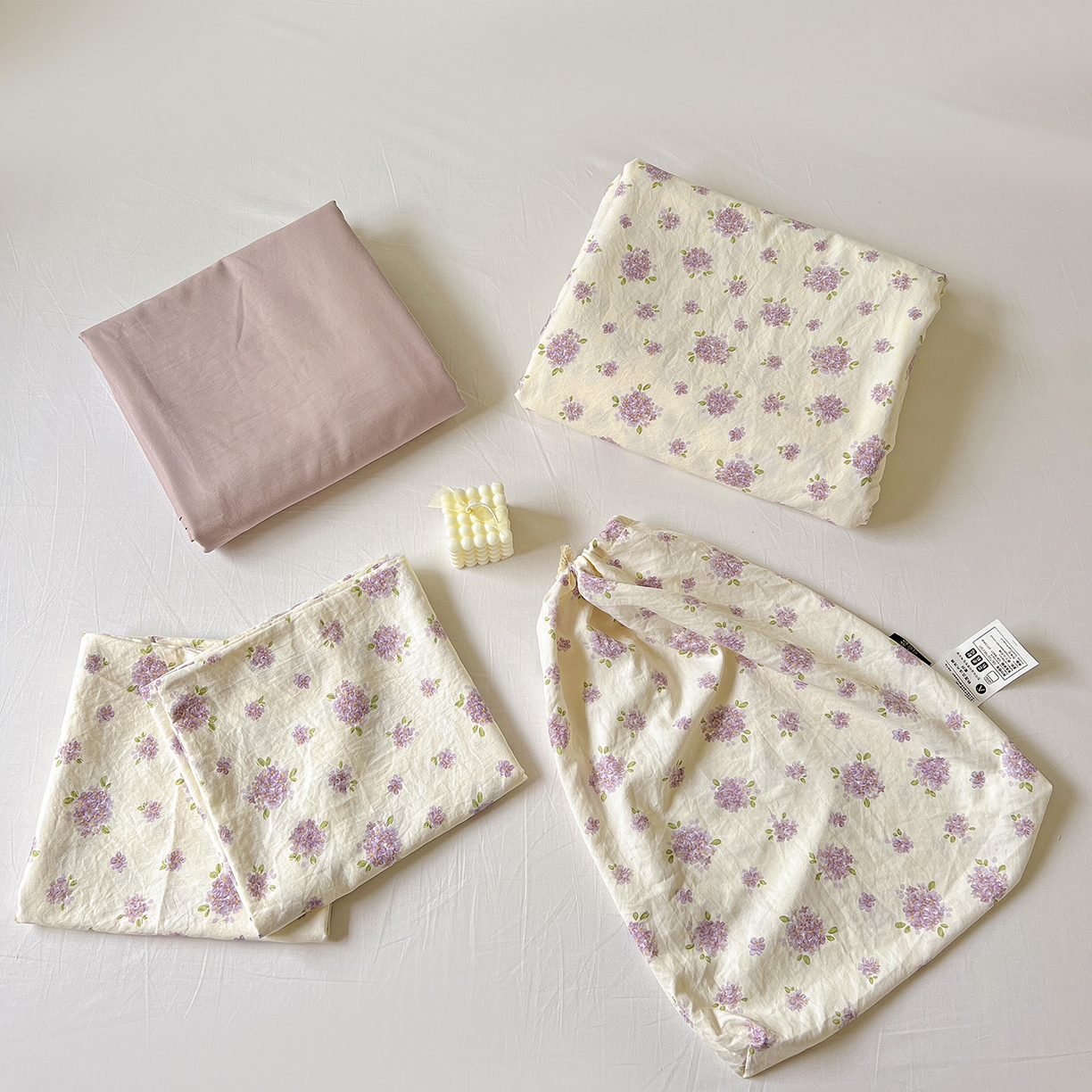 91家纺网 家纺一手货源 找家纺 （总）优选 2025新款加厚爆款小布袋韩国古法高克重水洗棉床单学生三件套床笠款四件套