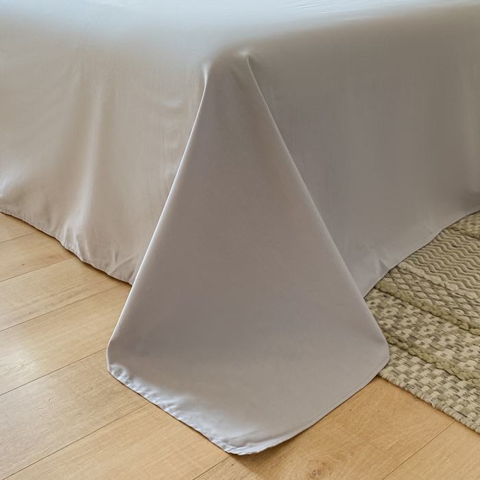 91家纺网 家纺一手货源 找家纺 昊翔家纺 2025新款13372全棉纯色四件套无印良品风简约套件 奶油粉-浅灰