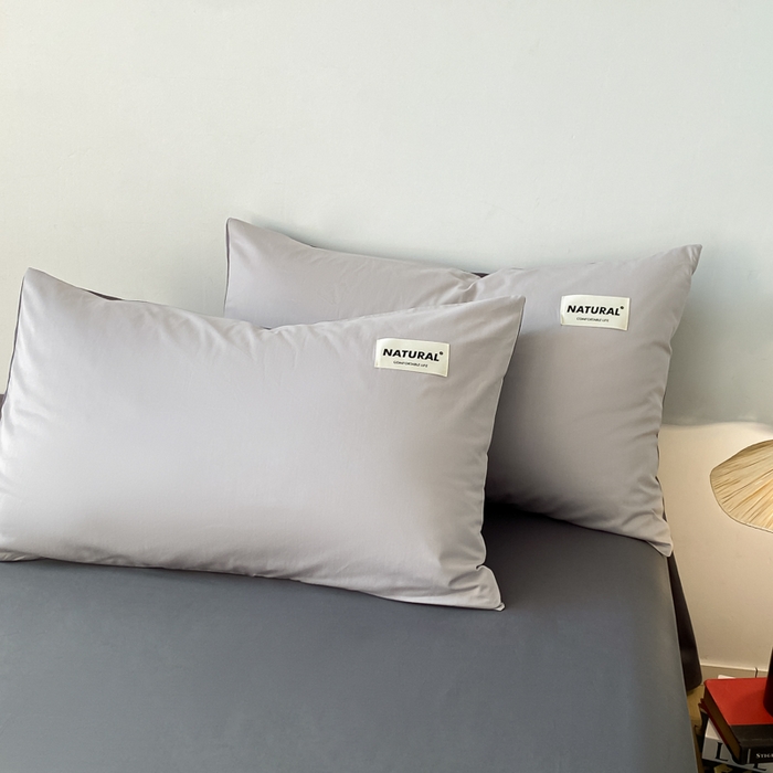 91家纺网 家纺一手货源 找家纺 昊翔家纺 2025新款13372全棉纯色四件套无印良品风简约套件 浅灰-深灰