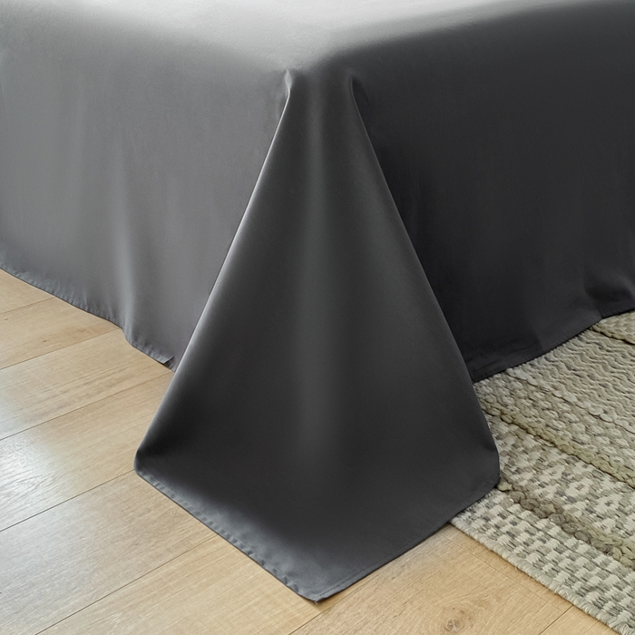 91家纺网 家纺一手货源 找家纺 昊翔家纺 2025新款13372全棉纯色四件套无印良品风简约套件 浅灰-深灰