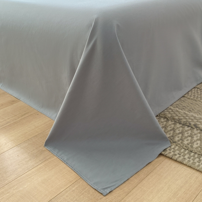 91家纺网 家纺一手货源 找家纺 昊翔家纺 2025新款13372全棉纯色四件套无印良品风简约套件 宾利蓝-浅灰