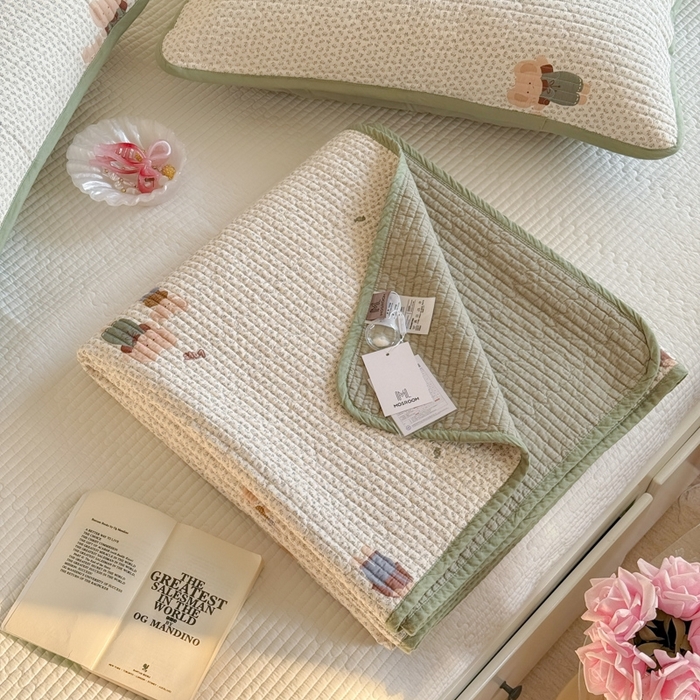 91家纺网 家纺一手货源 找家纺 茉夕家纺 2026新款春季纯棉棉花印花单品床盖单件床盖 吉象一家