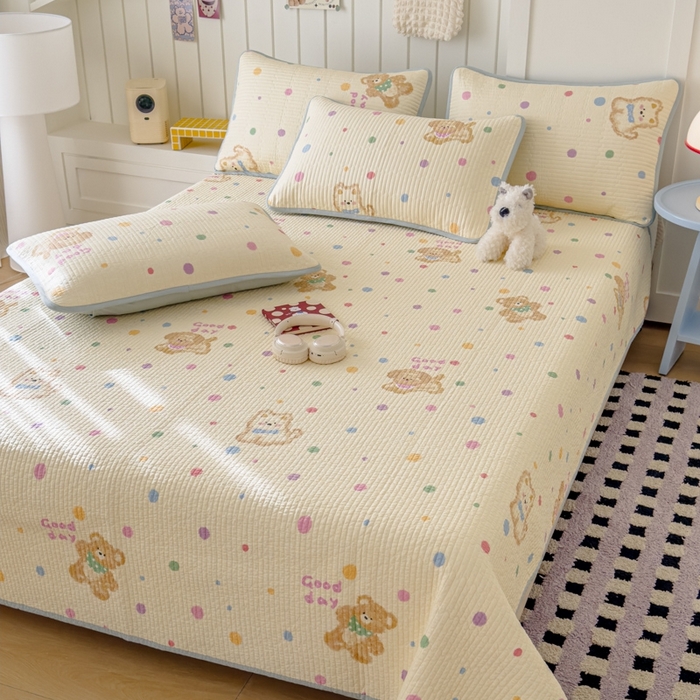 91家纺网 家纺一手货源 找家纺 茉夕家纺 2026新款春季纯棉棉花印花单品床盖单件床盖 假日小狗