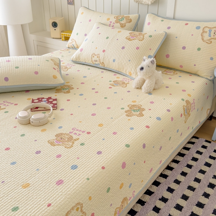 91家纺网 家纺一手货源 找家纺 茉夕家纺 2026新款春季纯棉棉花印花单品床盖单件床盖 假日小狗