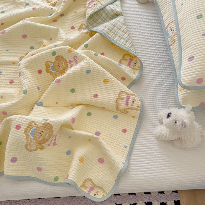 91家纺网 家纺一手货源 找家纺 茉夕家纺 2026新款春季纯棉棉花印花单品床盖单件床盖 假日小狗