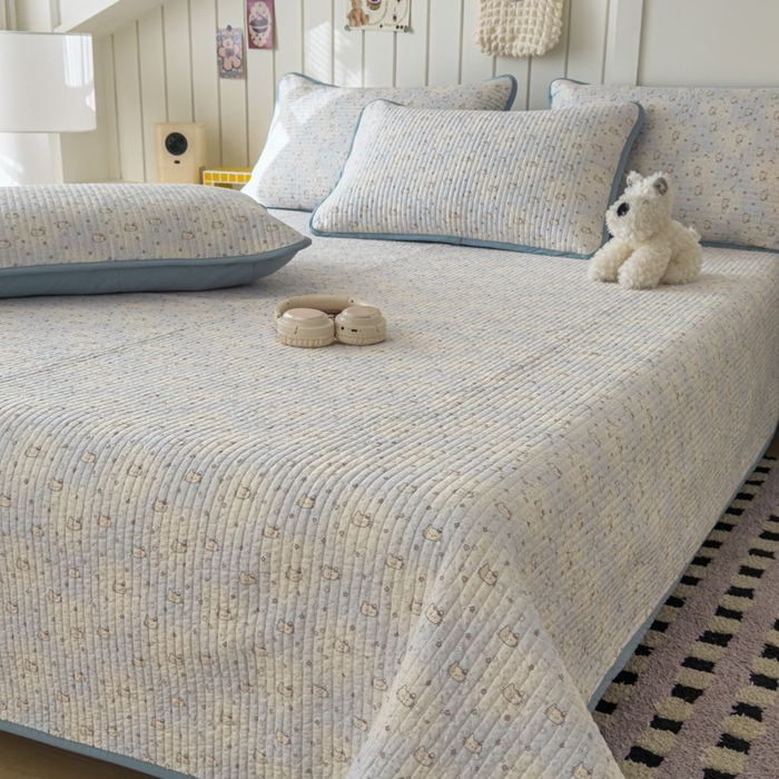 91家纺网 家纺一手货源 找家纺 茉夕家纺 2026新款春季纯棉棉花印花单品床盖单件床盖 凯蒂小猫