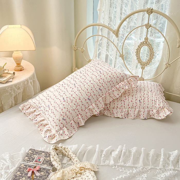 91家纺网 家纺一手货源 找家纺 梦舒羽 2026新款A类云朵棉夹棉花边枕套宿舍单人一只装枕芯内胆套-单人枕套 花漾甜心（花边夹棉）