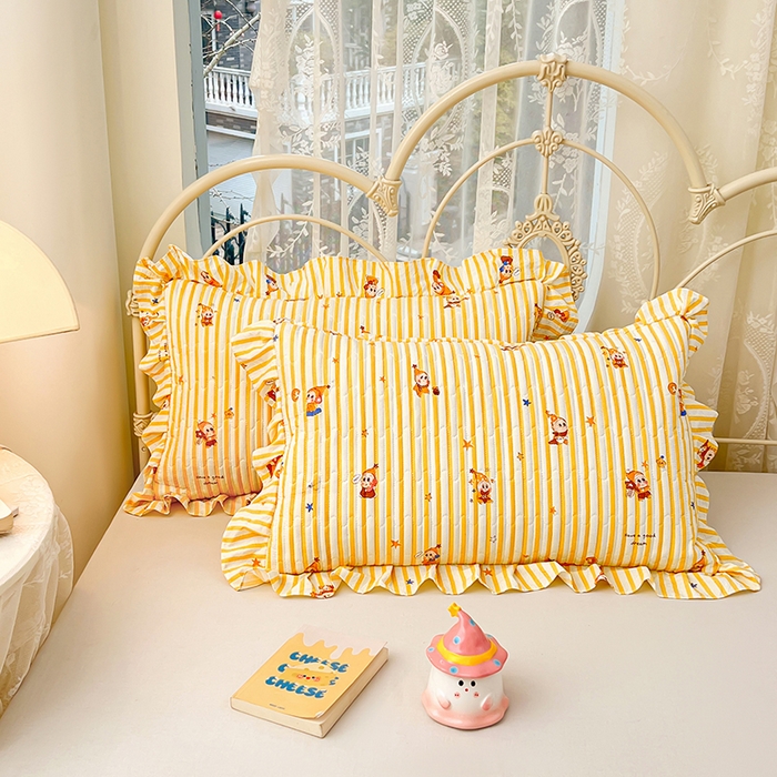 91家纺网 家纺一手货源 找家纺 梦舒羽 2026新款A类云朵棉夹棉花边枕套宿舍单人一只装枕芯内胆套-单人枕套 小星愿（花边夹棉）