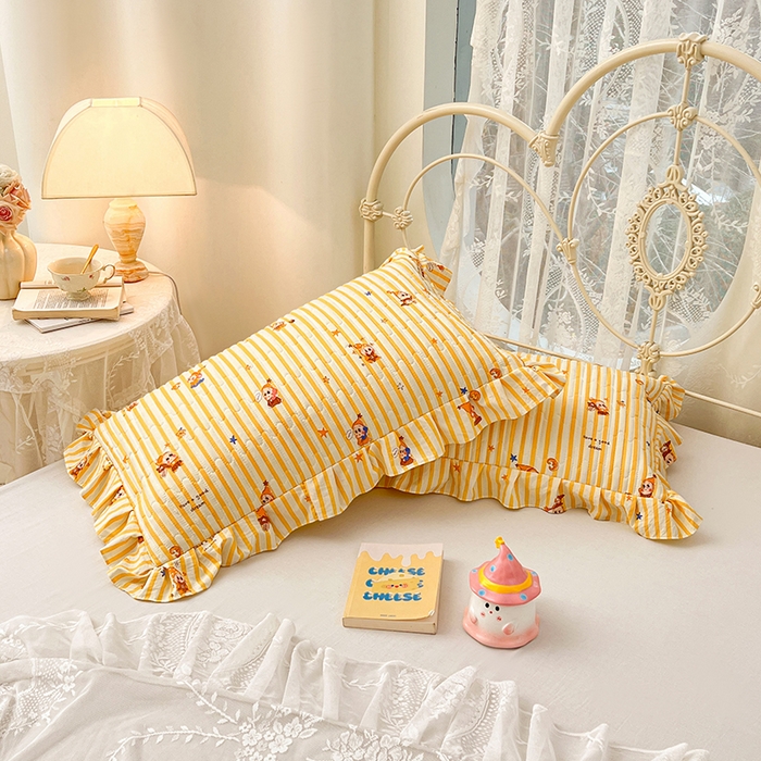 91家纺网 家纺一手货源 找家纺 梦舒羽 2026新款A类云朵棉夹棉花边枕套宿舍单人一只装枕芯内胆套-单人枕套 小星愿（花边夹棉）