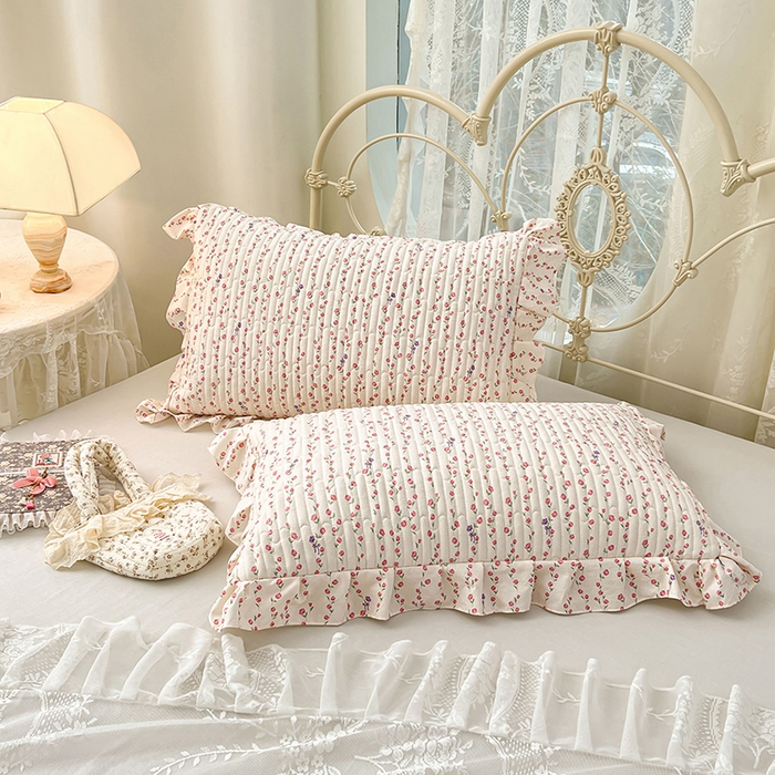 91家纺网 家纺一手货源 找家纺 梦舒羽 2026新款A类云朵棉夹棉花边枕套宿舍单人一只装枕芯内胆套-单人枕套 花漾甜心（花边夹棉）