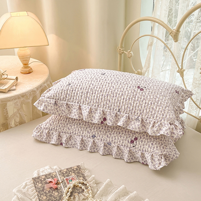 91家纺网 家纺一手货源 找家纺 梦舒羽 2026新款A类云朵棉夹棉花边枕套宿舍单人一只装枕芯内胆套-单人枕套 蝴蝶梦境（花边夹棉）