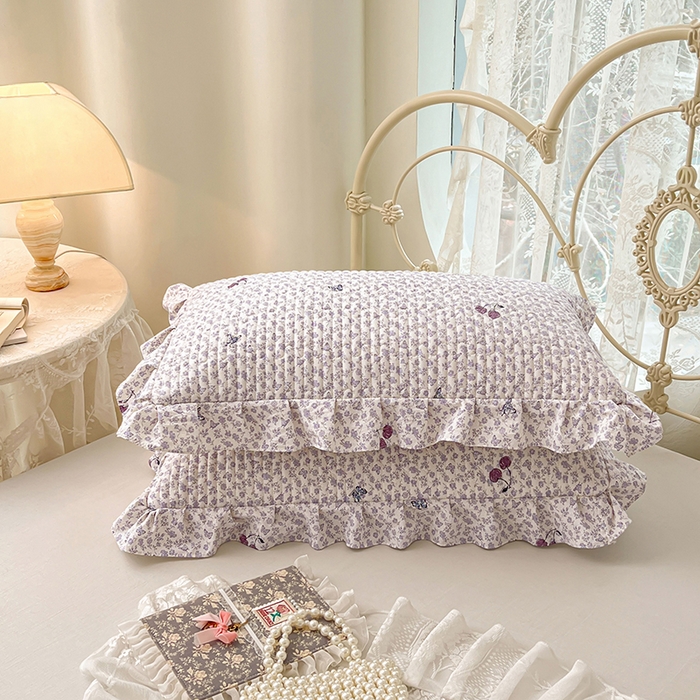 91家纺网 家纺一手货源 找家纺 梦舒羽 2026新款A类云朵棉夹棉花边枕套宿舍单人一只装枕芯内胆套-单人枕套 蝴蝶梦境（花边夹棉）