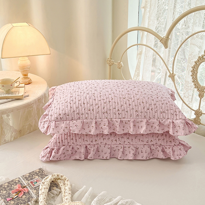 91家纺网 家纺一手货源 找家纺 梦舒羽 2026新款A类云朵棉夹棉花边枕套宿舍单人一只装枕芯内胆套-单人枕套 爱丽丝-粉（花边夹棉）