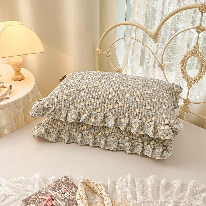 91家纺网 家纺一手货源 找家纺 梦舒羽 2026新款A类云朵棉夹棉花边枕套宿舍单人一只装枕芯内胆套-单人枕套 海棠花开（花边夹棉）