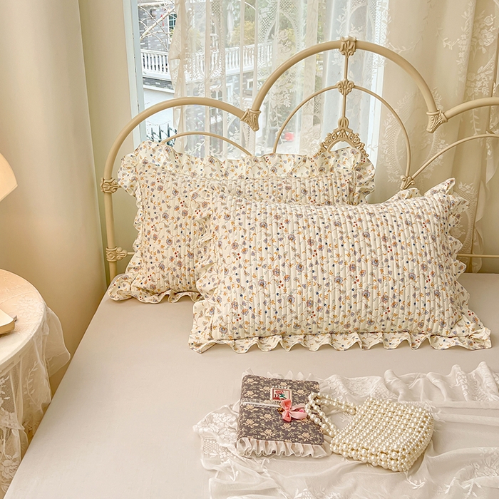 91家纺网 家纺一手货源 找家纺 梦舒羽 2026新款A类云朵棉夹棉花边枕套宿舍单人一只装枕芯内胆套-单人枕套 花蔓清风（花边夹棉）