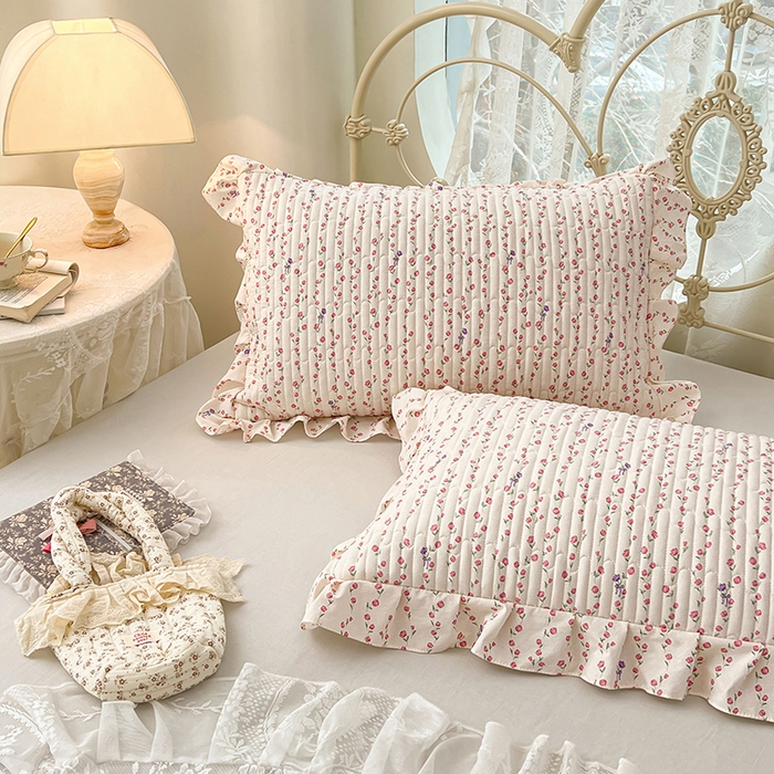 91家纺网 家纺一手货源 找家纺 梦舒羽 2026新款A类云朵棉夹棉花边枕套宿舍单人一只装枕芯内胆套-单人枕套 花漾甜心（花边夹棉）