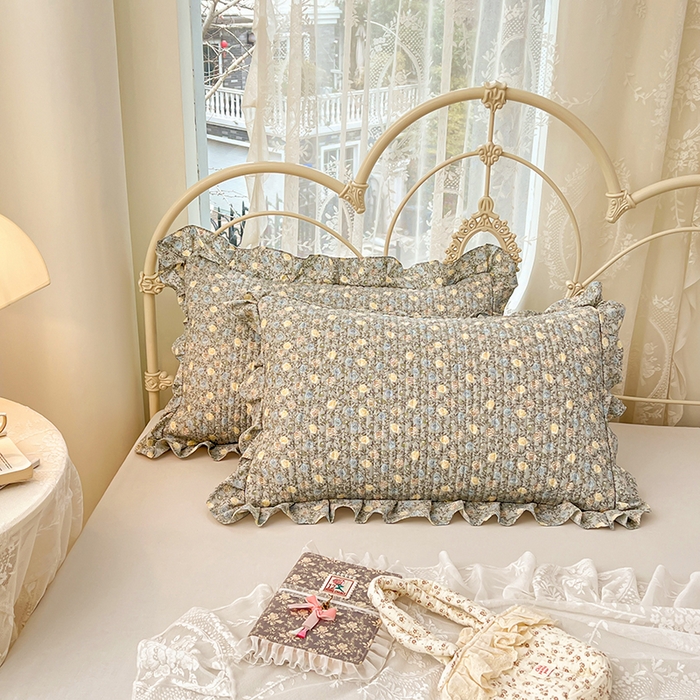 91家纺网 家纺一手货源 找家纺 梦舒羽 2026新款A类云朵棉夹棉花边枕套宿舍单人一只装枕芯内胆套-单人枕套 海棠花开（花边夹棉）