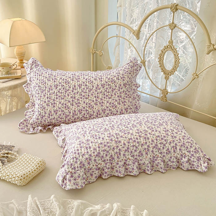 91家纺网 家纺一手货源 找家纺 梦舒羽 2026新款A类云朵棉夹棉花边枕套宿舍单人一只装枕芯内胆套-单人枕套 紫韵星野（花边夹棉）