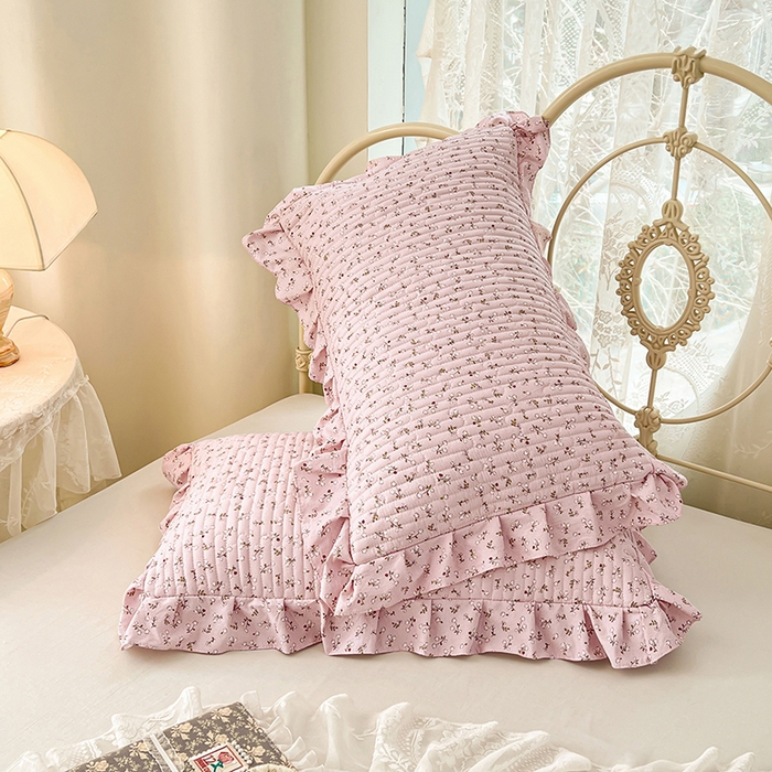 91家纺网 家纺一手货源 找家纺 梦舒羽 2026新款A类云朵棉夹棉花边枕套宿舍单人一只装枕芯内胆套-单人枕套 爱丽丝-粉（花边夹棉）