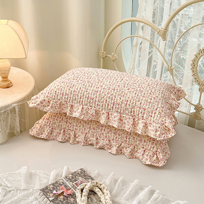 91家纺网 家纺一手货源 找家纺 梦舒羽 2026新款A类云朵棉夹棉花边枕套宿舍单人一只装枕芯内胆套-单人枕套 芊芊花海（花边夹棉）