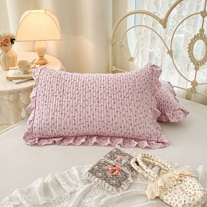 91家纺网 家纺一手货源 找家纺 梦舒羽 2026新款A类云朵棉夹棉花边枕套宿舍单人一只装枕芯内胆套-单人枕套 爱丽丝-粉（花边夹棉）