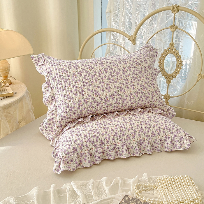 梦舒羽 2026新款A类云朵棉夹棉花边枕套宿舍单人一只装枕芯内胆套-单人枕套 紫韵星野（花边夹棉）