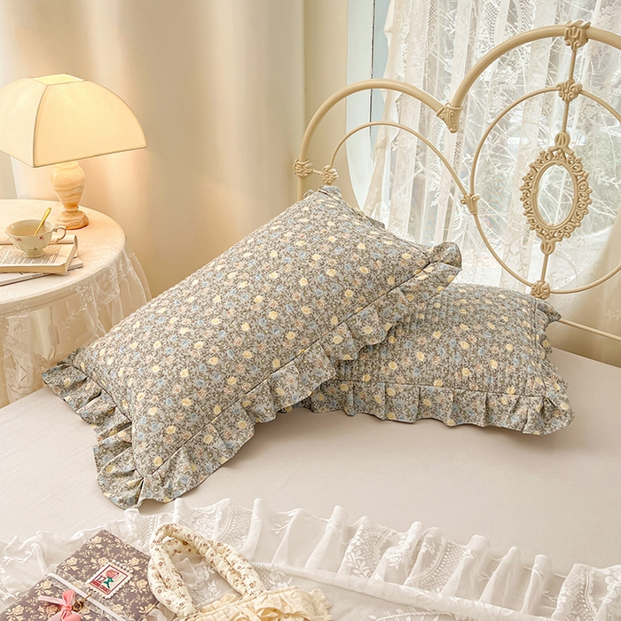 91家纺网 家纺一手货源 找家纺 梦舒羽 2026新款A类云朵棉夹棉花边枕套宿舍单人一只装枕芯内胆套-单人枕套 海棠花开（花边夹棉）