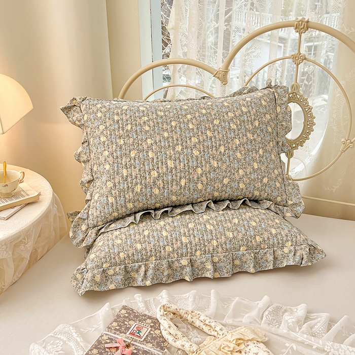 91家纺网 家纺一手货源 找家纺 梦舒羽 2026新款A类云朵棉夹棉花边枕套宿舍单人一只装枕芯内胆套-单人枕套 海棠花开（花边夹棉）