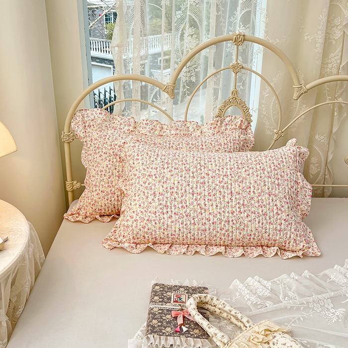 91家纺网 家纺一手货源 找家纺 梦舒羽 2026新款A类云朵棉夹棉花边枕套宿舍单人一只装枕芯内胆套-单人枕套 芊芊花海（花边夹棉）