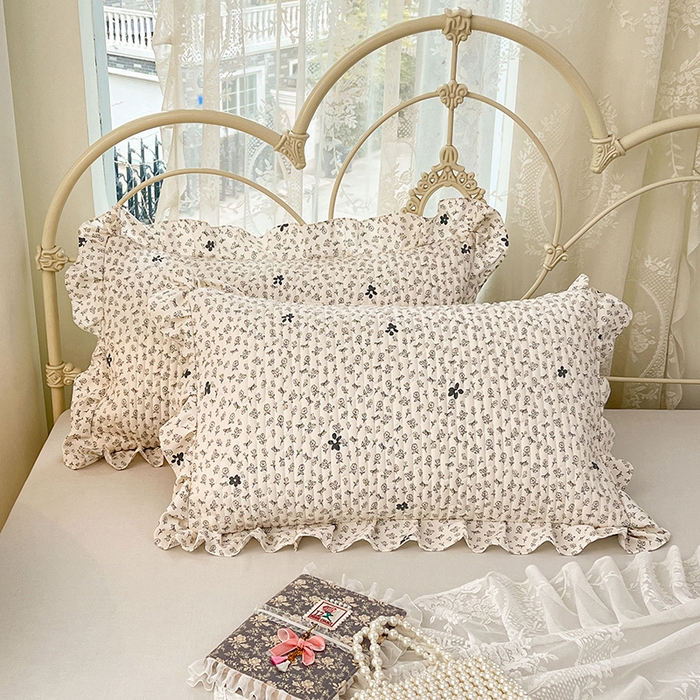 91家纺网 家纺一手货源 找家纺 梦舒羽 2026新款A类云朵棉夹棉花边枕套宿舍单人一只装枕芯内胆套-单人枕套 花无意（花边夹棉）