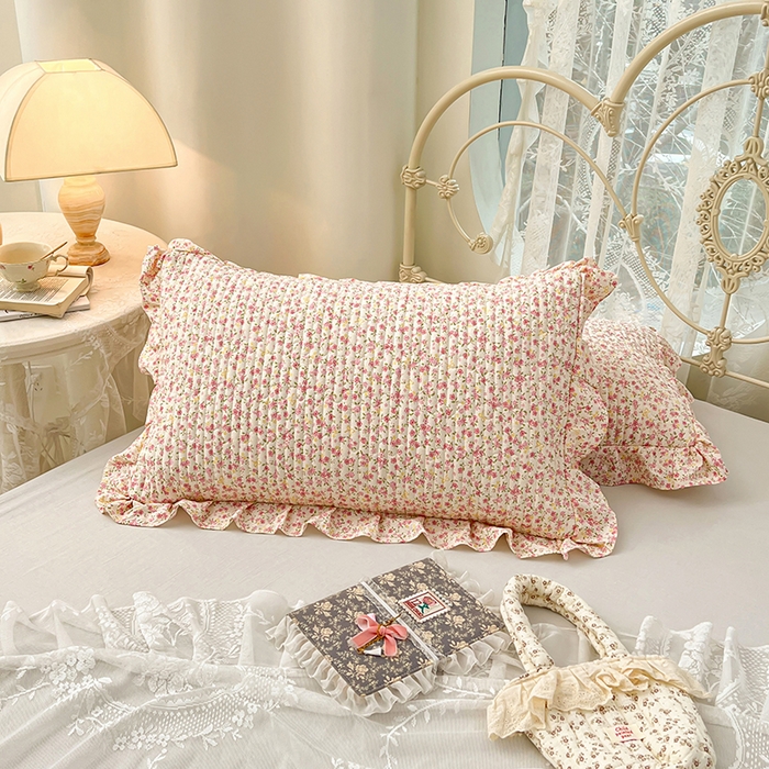 91家纺网 家纺一手货源 找家纺 梦舒羽 2026新款A类云朵棉夹棉花边枕套宿舍单人一只装枕芯内胆套-单人枕套 芊芊花海（花边夹棉）