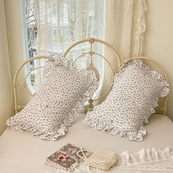 91家纺网 家纺一手货源 找家纺 梦舒羽 2026新款A类云朵棉夹棉花边枕套宿舍单人一只装枕芯内胆套-单人枕套 花间迷离（花边夹棉）