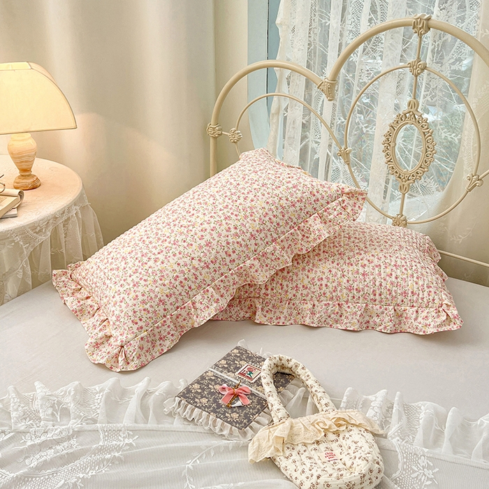 91家纺网 家纺一手货源 找家纺 梦舒羽 2026新款A类云朵棉夹棉花边枕套宿舍单人一只装枕芯内胆套-单人枕套 芊芊花海（花边夹棉）