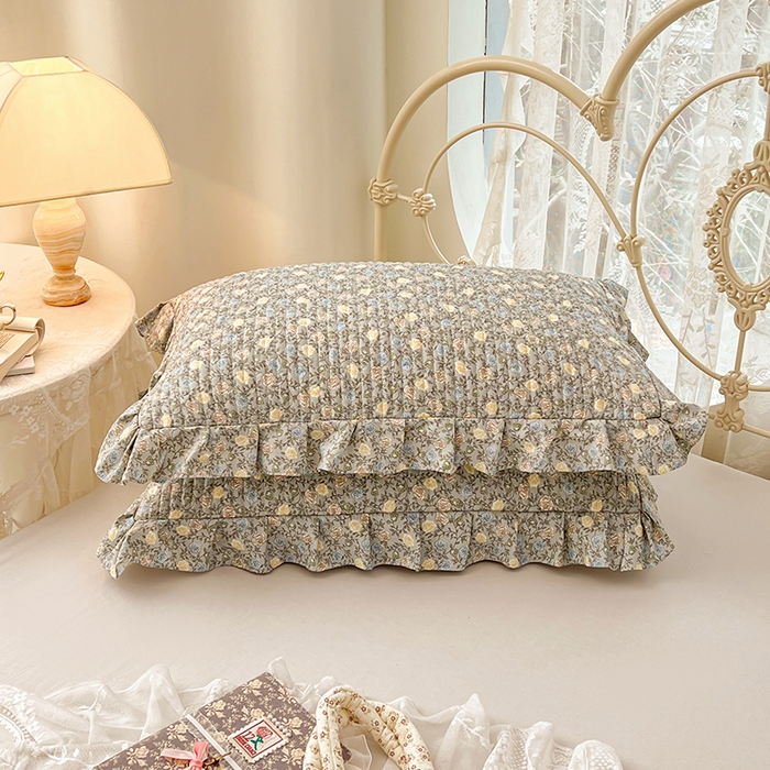 91家纺网 家纺一手货源 找家纺 梦舒羽 2026新款A类云朵棉夹棉花边枕套宿舍单人一只装枕芯内胆套-单人枕套 海棠花开（花边夹棉）