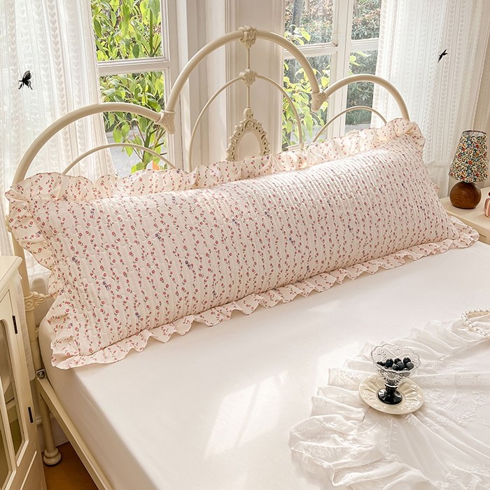 91家纺网 家纺一手货源 找家纺 梦舒羽 2026新款A类云朵棉夹棉花边枕套宿舍情侣双人加长枕芯内胆套-双人枕套 花漾甜心（花边夹棉）