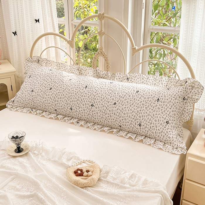 91家纺网 家纺一手货源 找家纺 梦舒羽 2026新款A类云朵棉夹棉花边枕套宿舍情侣双人加长枕芯内胆套-双人枕套 花无意（花边夹棉）