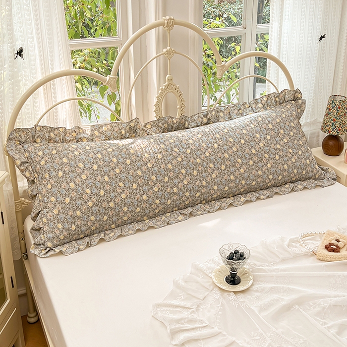 91家纺网 家纺一手货源 找家纺 梦舒羽 2026新款A类云朵棉夹棉花边枕套宿舍情侣双人加长枕芯内胆套-双人枕套 海棠花开（花边夹棉）