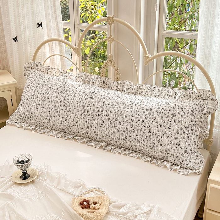 91家纺网 家纺一手货源 找家纺 梦舒羽 2026新款A类云朵棉夹棉花边枕套宿舍情侣双人加长枕芯内胆套-双人枕套 花间迷离（花边夹棉）