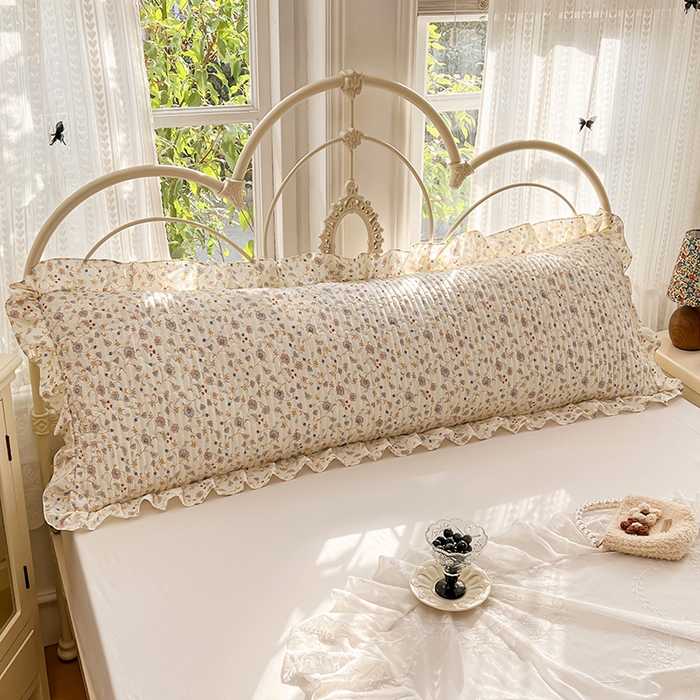 91家纺网 家纺一手货源 找家纺 梦舒羽 2026新款A类云朵棉夹棉花边枕套宿舍情侣双人加长枕芯内胆套-双人枕套 花蔓清风（花边夹棉）