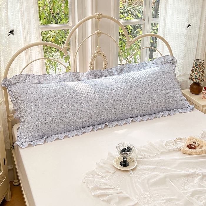 91家纺网 家纺一手货源 找家纺 梦舒羽 2026新款A类云朵棉夹棉花边枕套宿舍情侣双人加长枕芯内胆套-双人枕套 满天星-蓝（花边夹棉）