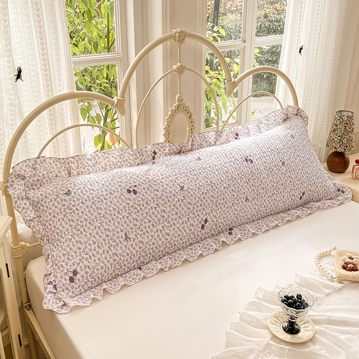 91家纺网 家纺一手货源 找家纺 梦舒羽 2026新款A类云朵棉夹棉花边枕套宿舍情侣双人加长枕芯内胆套-双人枕套 蝴蝶梦境（花边夹棉）