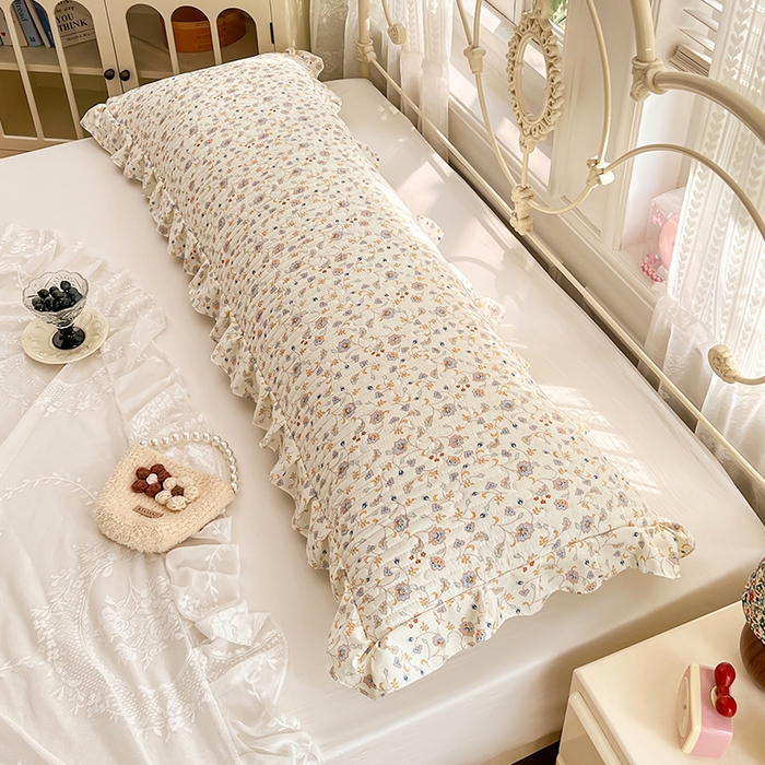 91家纺网 家纺一手货源 找家纺 梦舒羽 2026新款A类云朵棉夹棉花边枕套宿舍情侣双人加长枕芯内胆套-双人枕套 花蔓清风（花边夹棉）