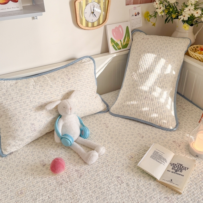 91家纺网 家纺一手货源 找家纺 茉夕家纺 2026新款春季纯棉棉花印花单品床盖单件床盖 蓝心兔