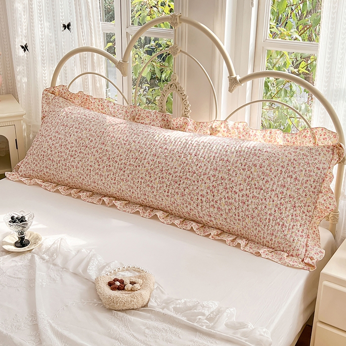 91家纺网 家纺一手货源 找家纺 梦舒羽 2026新款A类云朵棉夹棉花边枕套宿舍情侣双人加长枕芯内胆套-双人枕套 芊芊花海（花边夹棉）