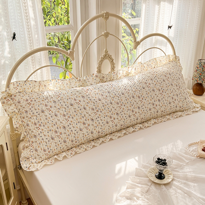 91家纺网 家纺一手货源 找家纺 梦舒羽 2026新款A类云朵棉夹棉花边枕套宿舍情侣双人加长枕芯内胆套-双人枕套 花蔓清风（花边夹棉）