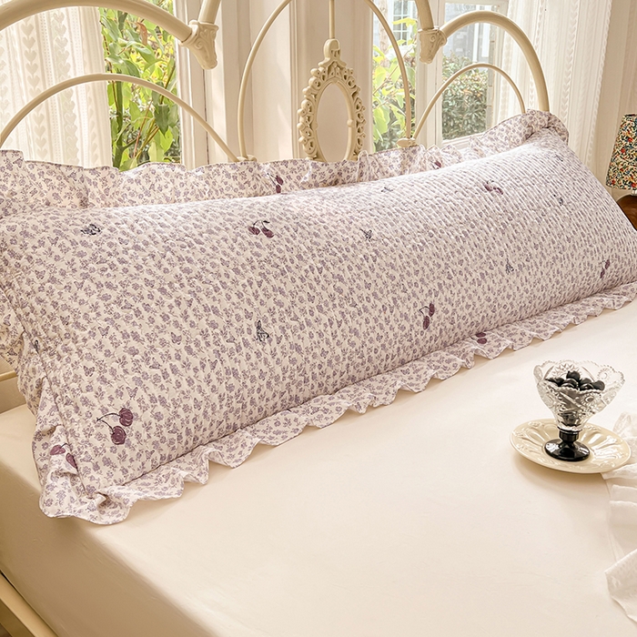 91家纺网 家纺一手货源 找家纺 梦舒羽 2026新款A类云朵棉夹棉花边枕套宿舍情侣双人加长枕芯内胆套-双人枕套 蝴蝶梦境（花边夹棉）