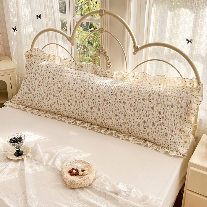 91家纺网 家纺一手货源 找家纺 梦舒羽 2026新款A类云朵棉夹棉花边枕套宿舍情侣双人加长枕芯内胆套-双人枕套 花蔓清风（花边夹棉）